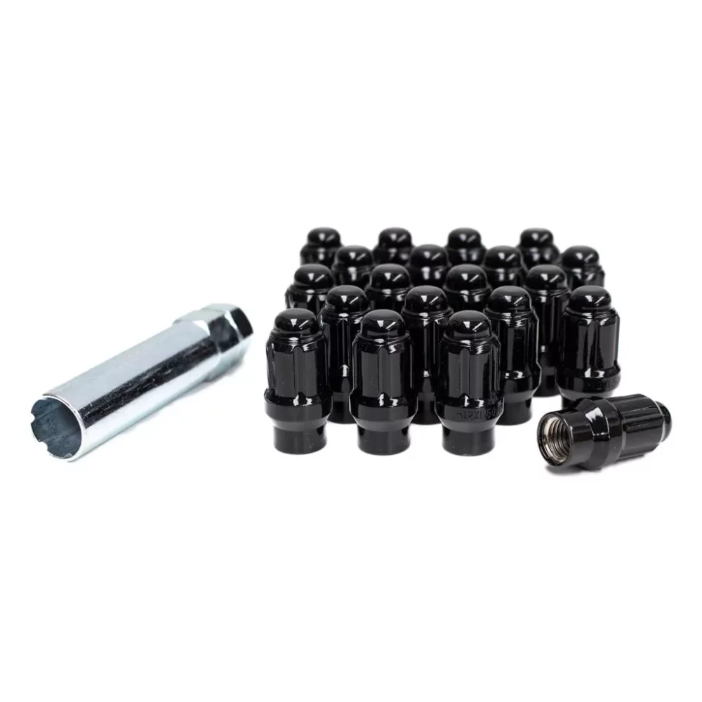 M12X1.5 Black ET Bulge Acorn Spline Lug Nuts Kit 24 pcs - 6 lug